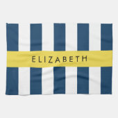 Blaue Streifen, Streifen, Ihr Name Geschirrtuch (Horizontal)