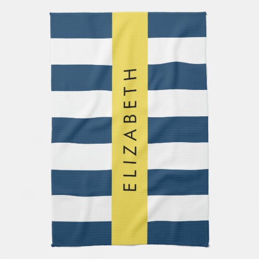 Blaue Streifen, Streifen, Ihr Name Geschirrtuch (Vertikal)