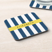 Blaue Streifen, Streifen, Ihr Name Getränkeuntersetzer (Linke Seite)