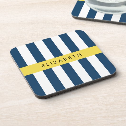 Blaue Streifen, Streifen, Ihr Name Getränkeuntersetzer (Linke Seite)