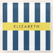 Blaue Streifen, Streifen, Ihr Name Glasuntersetzer (Vorderseite)