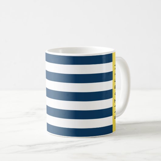 Blaue Streifen, Streifen, Ihr Name Kaffeetasse (VorderseiteRechts)