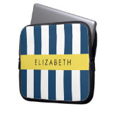 Blaue Streifen, Streifen, Ihr Name Laptopschutzhülle (Vorderseite Links)