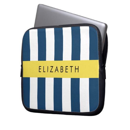 Blaue Streifen, Streifen, Ihr Name Laptopschutzhülle (Vorderseite Links)