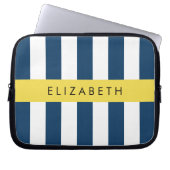 Blaue Streifen, Streifen, Ihr Name Laptopschutzhülle (Vorderseite)