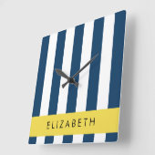 Blaue Streifen, Streifen, Ihr Name Quadratische Wanduhr (Winkel)