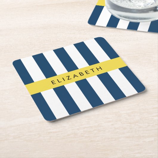 Blaue Streifen, Streifen, Ihr Name Rechteckiger Pappuntersetzer (angewinkelt)