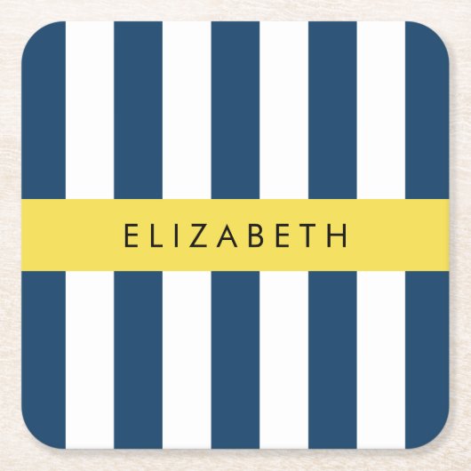 Blaue Streifen, Streifen, Ihr Name Rechteckiger Pappuntersetzer (Vorderseite)