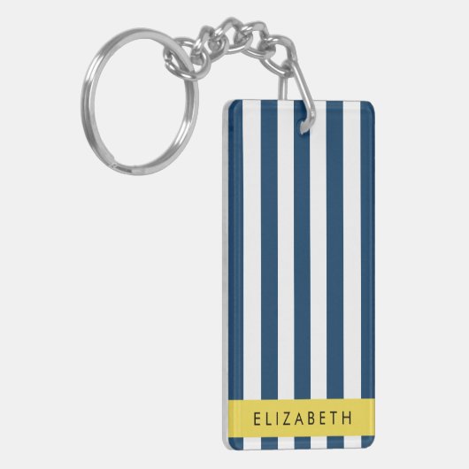 Blaue Streifen, Streifen, Ihr Name Schlüsselanhänger (Vorderseite links)