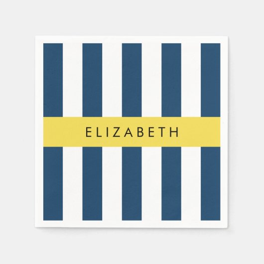 Blaue Streifen, Streifen, Ihr Name Serviette (Vorderseite)