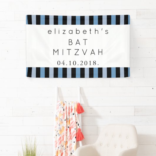 Blaue Streifen, Streifen, Linien, Bat Mitzvah Banner (Insitu)