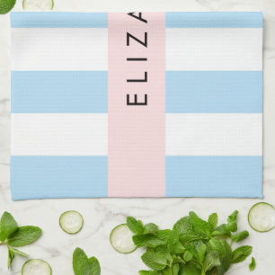 Blaue Streifen, Streifen, Linien, Ihr Name Geschirrtuch