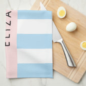 Blaue Streifen, Streifen, Linien, Ihr Name Geschirrtuch (Viertel Falte)