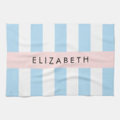 Blaue Streifen, Streifen, Linien, Ihr Name Geschirrtuch (Horizontal)