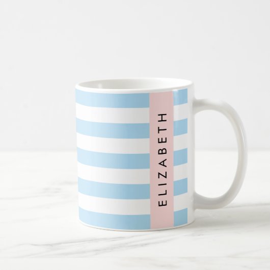 Blaue Streifen, Streifen, Linien, Ihr Name Kaffeetasse (Rechts)
