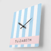 Blaue Streifen, Streifen, Linien, Ihr Name Quadratische Wanduhr (Winkel)