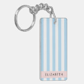 Blaue Streifen, Streifen, Linien, Ihr Name Schlüsselanhänger (Vorderseite links)