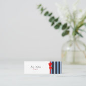 Blaue Streifen, Streifen, Streifenmuster, Linien Mini Visitenkarte (Stehend Vorderseite)