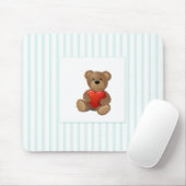 Blaue Streifen - Teddybär mit Valentinherz Mousepad (Mit Mouse)