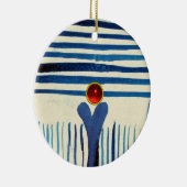 BLAUE STREIFEN U. ROTER RUBIN KERAMIKORNAMENT (Rechts)