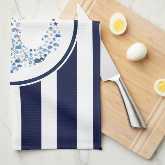 Blaue Streifen und Anker Geschirrtuch (Viertel Falte)
