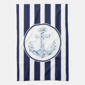 Blaue Streifen und Anker Geschirrtuch (Vertikal)