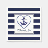 Blaue Streifen und Ankern im Herzen Serviette (Vorderseite)