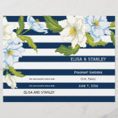 Blaue Streifen und Blume Modernes Hochzeitsprogram (Vorderseite)