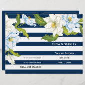 Blaue Streifen und Blume Modernes Hochzeitsprogram (Vorne/Hinten)