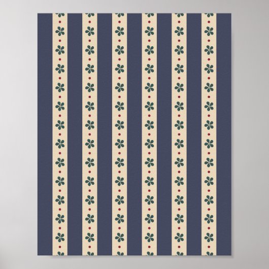 Blaue Streifen und Blume Poster (Vorne)
