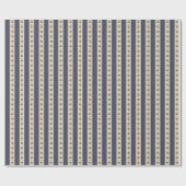 Blaue Streifen Und Blumen Geschenkpapier (Flach)