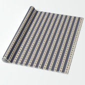 Blaue Streifen Und Blumen Geschenkpapier (Ungerollt)