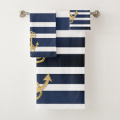 Blaue Streifen und Gold Anker Badhandtuch Set (Insitu)