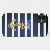 Blaue Streifen und Gold Anker Case-Mate iPhone Hülle (Rückseite (Horizontal))