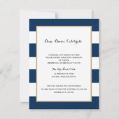 Blaue Streifen und Gold | EMPFANG Einladung (Vorderseite)