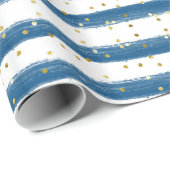 Blaue Streifen und Gold Glitzer Boy Party Geschenkpapier (Rolleneckpunkt)