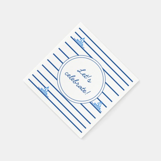 Blaue Streifen und Party für Segelbootkinder Serviette (Ecke)