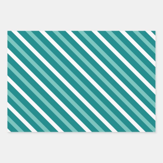 Blaue Streifen und Punkte Geschenkpapier Set (Vorderseite 3)