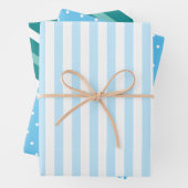 Blaue Streifen und Punkte Geschenkpapier Set (Beispiel)