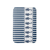 Blaue Streifen und Seepferde Badematte (Vorderseite Vertikal)