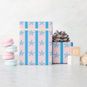 Blaue Streifen und Starfish Sommerrosa Nahtloses G Geschenkpapier