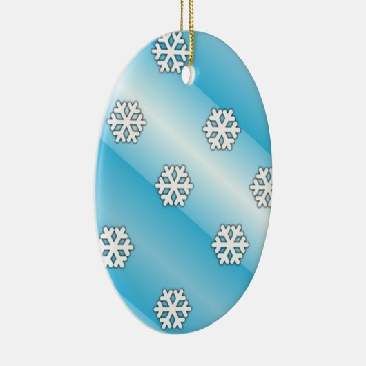 Blaue Streifen und weiße Schneeflocken Keramik Ornament (Rechts)