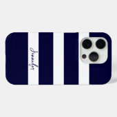 Blaue Streifen und weiße Streifen Case-Mate iPhone Hülle (Rückseite (Horizontal))