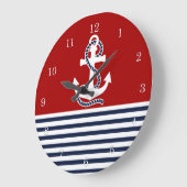 Blaue Streifen und weißer Anker der Nautischen Mar Große Wanduhr (Winkel)