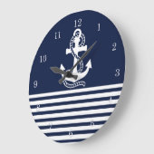 Blaue Streifen und weißer Anker der Nautischen Mar Große Wanduhr (Winkel)