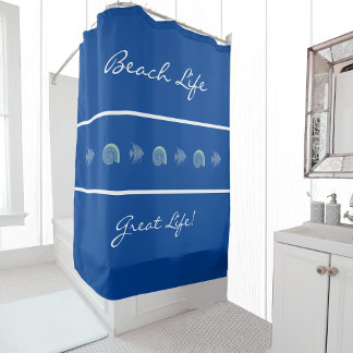 Blaue Streifen Unterwasser Beach House Duschvorhang