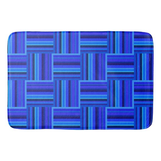 Blaue Streifen Webmuster Badematte (Vorderseite)