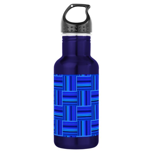 Blaue Streifen Webmuster Edelstahlflasche (Vorderseite)
