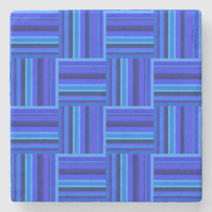 Blaue Streifen Webmuster Steinuntersetzer
