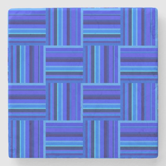 Blaue Streifen Webmuster Steinuntersetzer (Vorderseite)